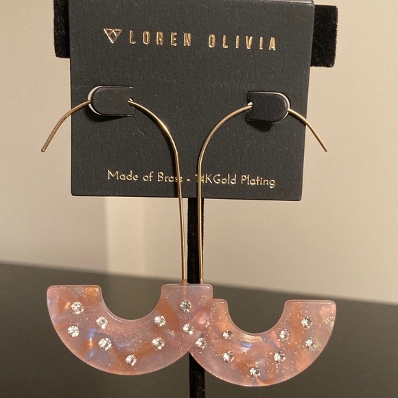 Loren Olivia Pink Brass Earrings 24k Plate
